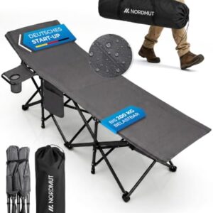 NORDMUT Feldbett klappbar mit komfortabler Matratze - stabiles Campingbett bis 200 kg belastbar