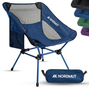 NORDMUT Campingstuhl, kleiner Klappstuhl aus Aluminium für Camping und Outdoor-Aktivitäten, blauer Campingstuhl mit 150 kg Belastung