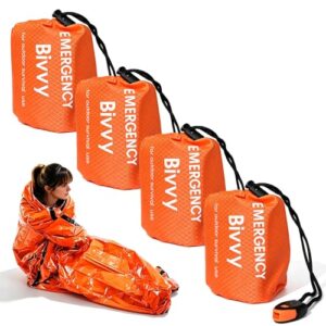 Notfall Schlafsack Set - 4 Stück, Überleben Ausrüstung, Survival Biwak Rettungsdecke, Camping Outdoor Equipment