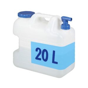 Relaxdays 20 Liter Wasserkanister mit Ablasshahn und Schraubdeckel in weiß, ideal für Camping, Picknicken oder Events