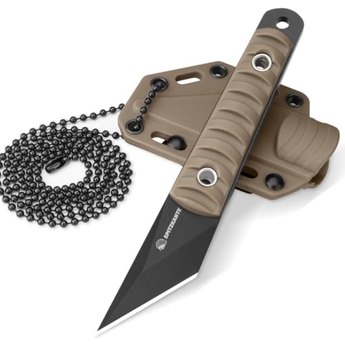 SPITZKANTE Neck Knife, 5,6 cm Klingenlänge, Messer mit ABS-Scheide und Kugelkette, EDC Outdoor Messer für Camping und Alltag
