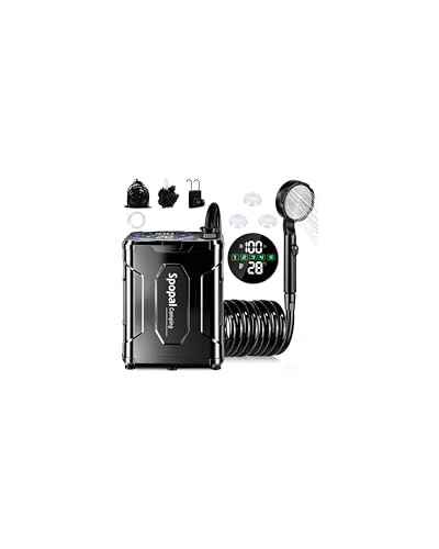 Tragbare Camping-Dusche mit 13000 mAh-Akku und Pausenfunktion, ideal für Campingreisen und Outdoor-Aktivitäten