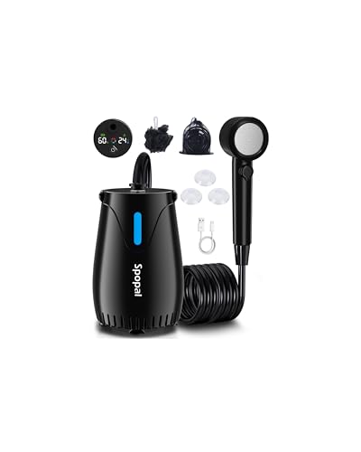 Campingdusche mit Pumpe, 8000mAh, Temperaturmessung, Spopol Campingdusche