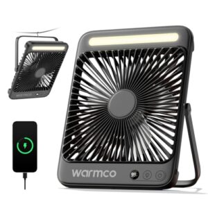 Warmco D4, ein leistungsstarker und energiesparnder Campingventilator mit 20000mAh Akkustand, LED-Licht und USB-C-Ausgang für langfristige Betriebszeit bei Outdoor-Abenteuern