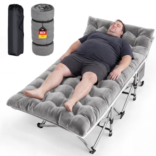 XXL Feldbett für 2 Personen, Campingliege mit Matratze und Seitentasche, klappbar bis 308 kg für Outdoor & Indoor Reisen