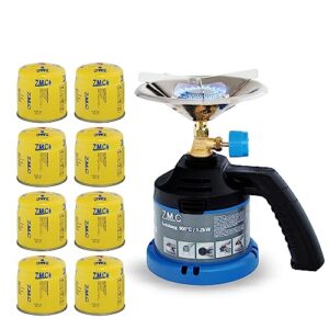 Z.M.C. Mini Campingkocher Gaskocher 1-flammig mit 8X Kartuschen 190g - tragbarer Kocher für Camping und Outdoor-Kochen
